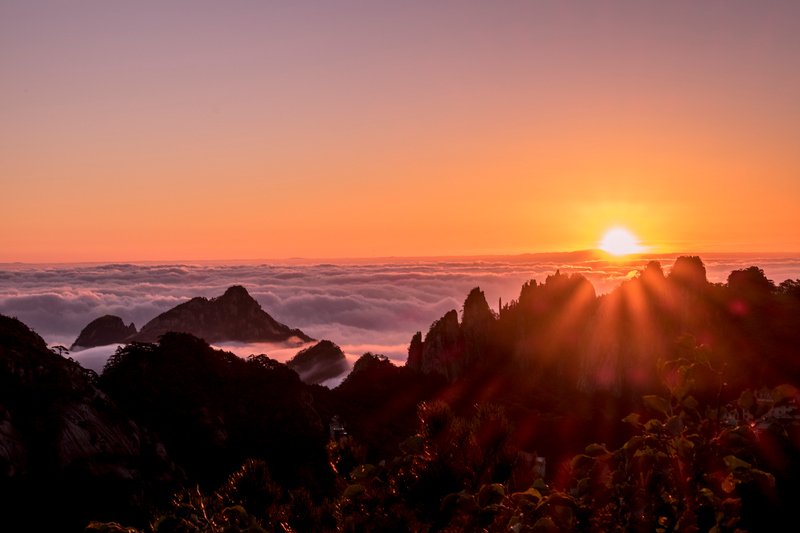 china hidden mountains sunset view